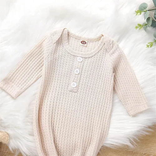 Miniatura 5 de Twopumpkin Vestido de bebé anudado para recién nacido, niño o niña, traje de dormir unisex, recién nacido, bebé, conjunto de pijamas de invierno