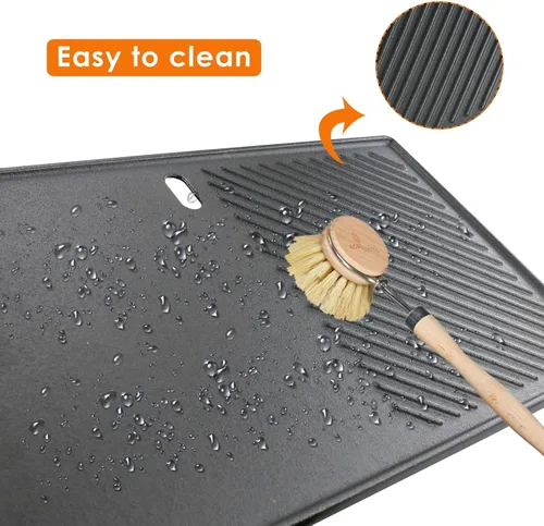 Miniatura 8 de Uniflasy Plancha Parrilla Reversible de Hierro Fundido para Estufa 16 7/8" Sartén Plancha Plana, Placa de Plancha Parrilla de Hierro Fundido