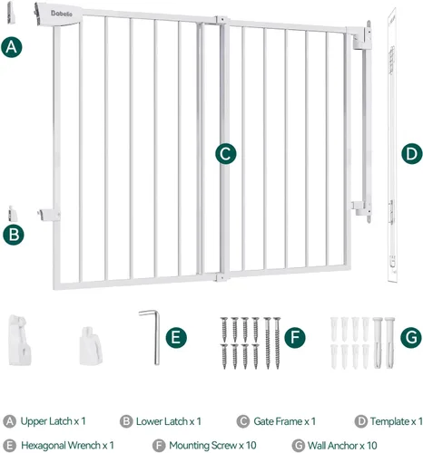 Miniatura 8 de Babelio Puerta para Bebé/Mascota de 29.7-46.5 pulgadas sin barra inferior para escaleras, casa y entradas, puertas de seguridad para mascotas