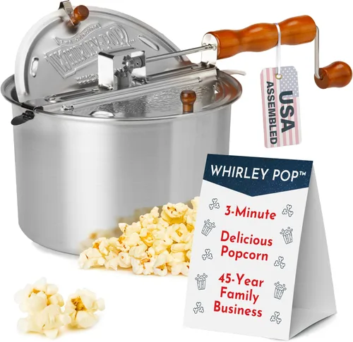 Miniatura 9 de Original Whirley - Máquina para hacer palomitas de maíz de 6 cuartos de galón, máquina de palomitas de maíz de acero inoxidable con engranajes