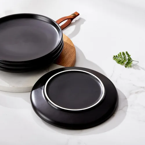 Miniatura 6 de Platos de cerámica mate para aperitivos de 6 pulgadas, juego de 4 pequeños platos de postre, aptos para microondas y horno, pan, postre