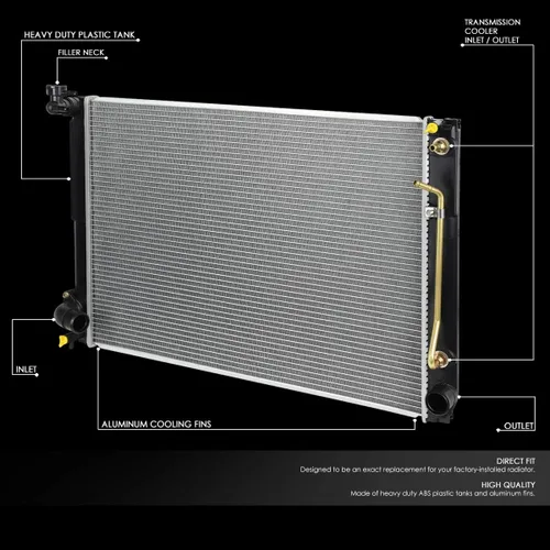 Miniatura 2 de DNA Motoring CU13076 - Radiador de núcleo de aluminio de 1 hilera para enfriamiento del motor compatible con modelos Toyota Sienna AT de 07-10