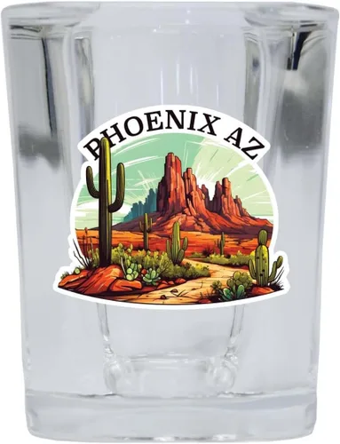 Miniatura 7 de Phoenix Arizona Design A Souvenir Destination - Vaso de chupito cuadrado de 2.5 onzas Claro Individual
