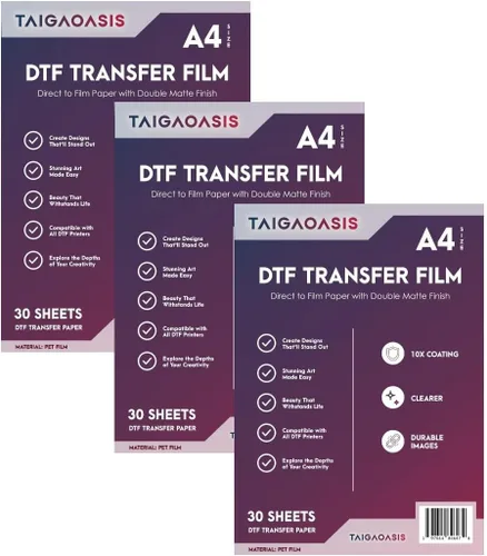 Miniatura 5 de TAIGAOASIS Película de transferencia DTF A4-30 hojas - 8.3 x 11.7 pulgadas - Papel de transferencia DTF antiestático - Directo al papel de película