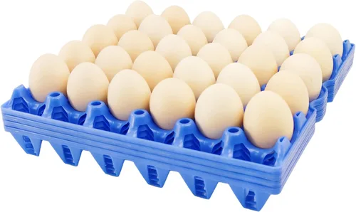 Miniatura 10 de Paquete de 8 bandejas de huevos de plástico para huevos de 30 huevos para granjeros caseros, cajas apilables para huevos con capacidad