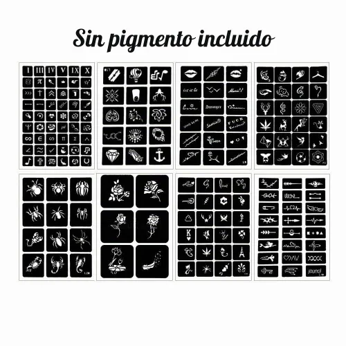 Miniatura 6 de Koogel Kit de plantillas de tatuaje de henna de 524 piezas con bolígrafo, plantillas de arte corporal reutilizables para festivales, fiestas