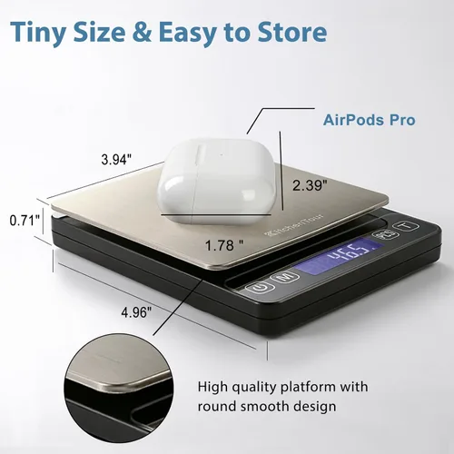 Miniatura 4 de Báscula Digital de Cocina KitchenTour - 3000g/0.1g - Báscula de Alimentos de Alta Precisión con 9 Unidades (g/oz/ml/lb/lb:oz/gn/ozt/DWT/ct) - Negro