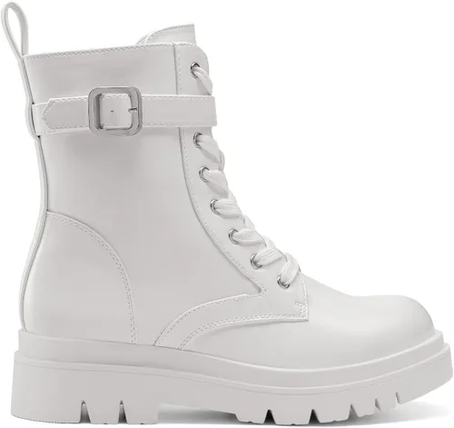 Miniatura 2 de DREAM PAIRS Botas de combate Chelsea con plataforma para mujer, con cordones y suela de hebilla