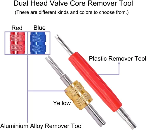 Miniatura 4 de TWTADE Kit de herramientas de extracción de vástago de válvula de neumático, herramienta de extracción de núcleo de válvula de aire acondicionado