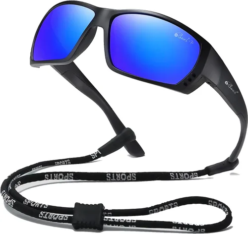 Bevi Gafas de sol deportivas polarizadas ultraligeras TR90, lentes de montura flexibles y duraderas para hombres y mujeres Azul