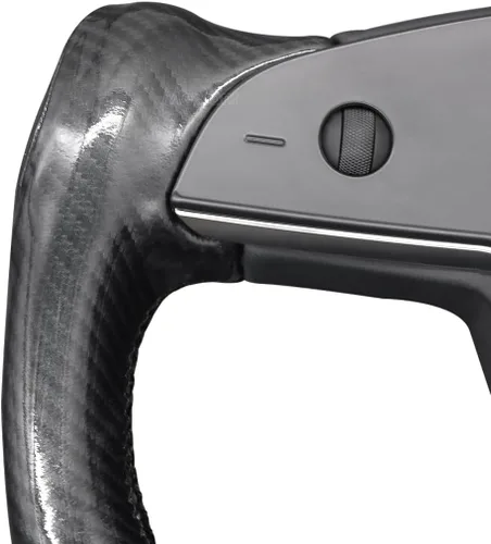 Miniatura 6 de MEWANT Funda para volante de cuero PU cosida a mano y fibra de carbono brillante para Tesla Yoke Modelo S Plaid 2021-2023 / Modelo X 2021-2023 7