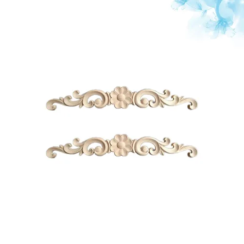 Miniatura 4 de Ciieeo Cabezal de puerta con apliques de madera maciza, 2 piezas de 13.58 x 2.16 x 0.31 pulgadas, marcos de puerta de armario tallados sin pintar