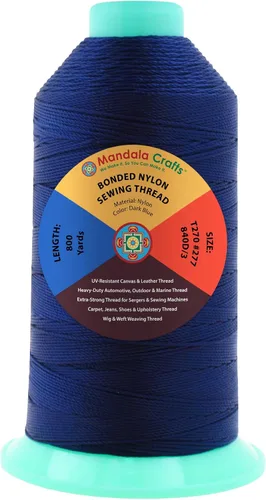 Miniatura 35 de Mandala Crafts - Hilo de nailon para coser cuero, tapicería, mezclilla y para trenzar el pelo; resistente, 1500 yardas, tamaño 69 T70 Marrón
