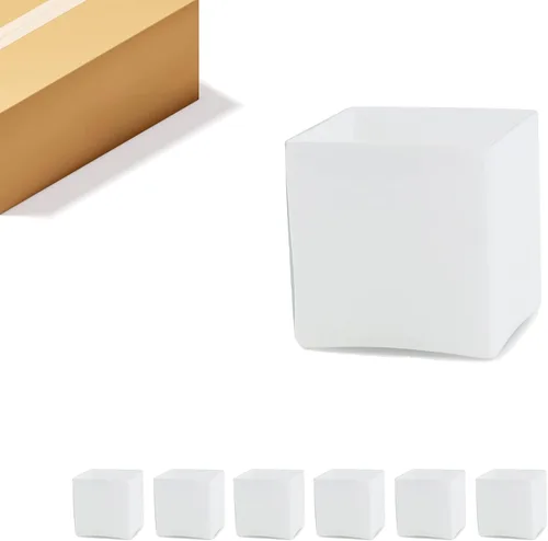 Miniatura 15 de WGV - Jarrón de cristal en forma de cubo a granel, portavelas, 3 x 3 x 3 pulgadas, contenedor transparente elegante con decoración floral