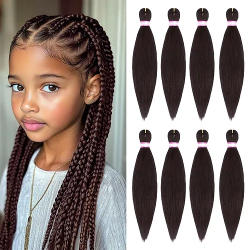 Miniatura 20 de Extensiones de cabello para trenzar preestiradas, color negro, 12 pulgadas, 8 paquetes de cabello natural para trenzar, fácil trenza, ajuste de agua