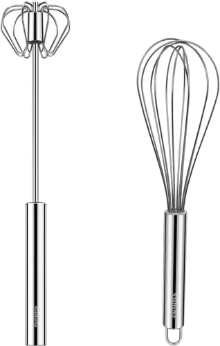 Miniatura 18 de NileHome Juego de mini batidores de acero inoxidable de 5 y 7 pulgadas para cocina, pequeños batidores de alambre para cocinar, batir, mezclar