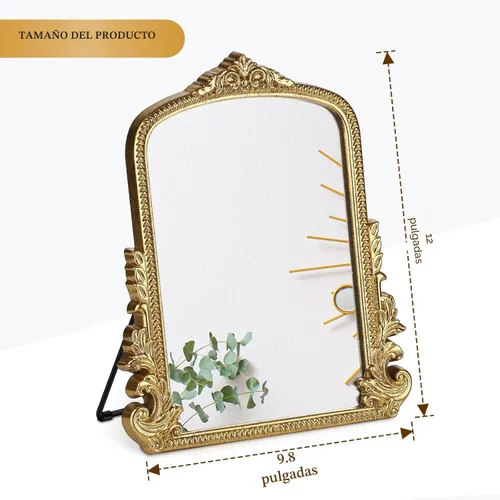 Miniatura 3 de Espejo de maquillaje vintage, espejo de tocador de escritorio antiguo tradicional de mesa, de pie, colgar o montar en la pared, espejo de vestir