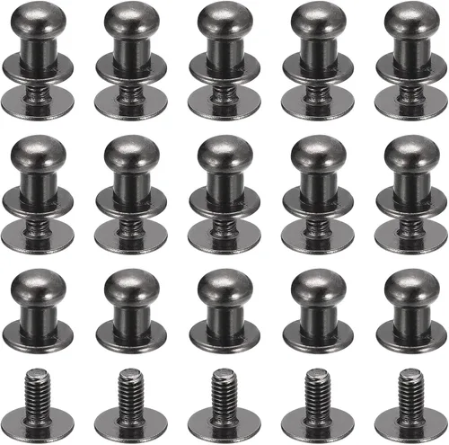 Miniatura 17 de uxcell Remaches de cabeza de bola de 0.157 pulgadas (0.157 in), tornillo trasero, paquete de 15 remaches de pezón de botón de cabeza redonda