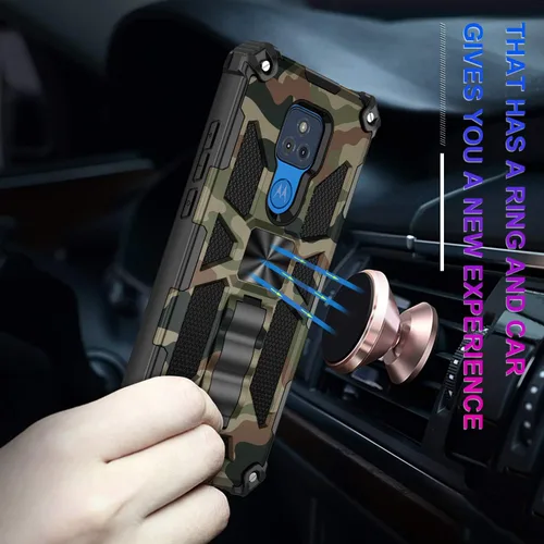 Miniatura 3 de Funda para Moto G Play 2021, grado militar, cubierta probada contra caídas, soporte integrado compatible con soporte magnético para automóvil, funda