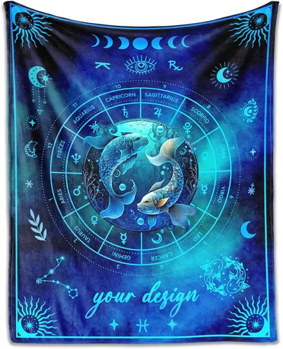 Miniatura 15 de Manta Acuario para Regalos, 40" x 30" Manta Rectangular de Franela del Zodiaco Acogedora, Regalo para Niños Niñas Adolescentes Mujeres Hombres