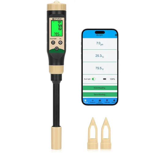 Medidor de pH de suelo para alimentos, probador de pH de agua Bluetooth para suelo e hidropónico, medidor de pH y temperatura digital para mermelada