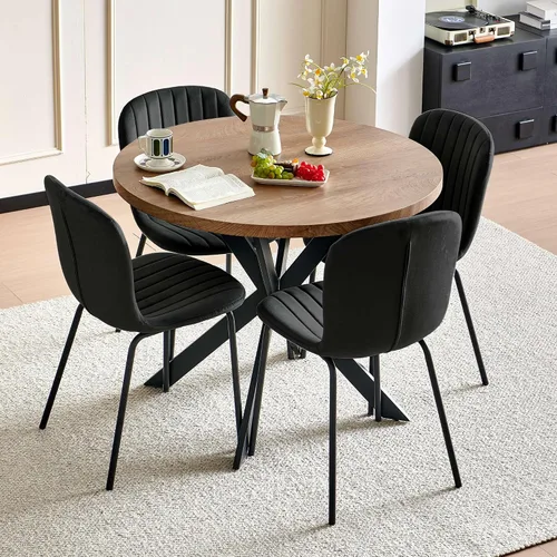 Miniatura 14 de Juego de Mesa de Comedor Redonda de 37 Pulgadas para 4, Moderno Juego de Café de Cocina de Círculo Pequeño para Apartamento, Sala de Estar, Oficina