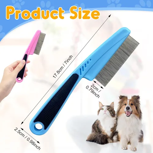 Miniatura 7 de 2 piezas de peines antipulgas para perros y gatos, peine multifuncional mejorado para mascotas, peine antipulgas para eliminación de pelo, cepillo