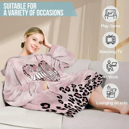 Miniatura 6 de Warmstorey Wearable Blanket Hoodie For Mom Wife - Best Wife Ever Hoodie From Husband Daughter Son - Birthday Mothers Day Gift