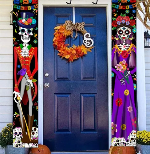 Decoración del Día de los Muertos, decoración del Día de los Muertos, decoración mexicana, fiesta mexicana, calavera de azúcar, flores,