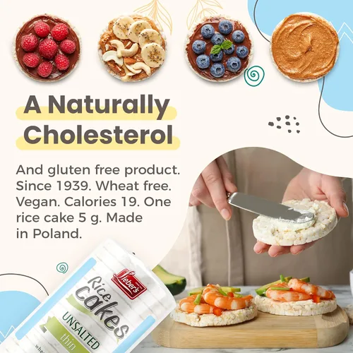 Miniatura 8 de LIEBERS Tortas de arroz, bocadillo certificado Kosher, sin lácteos, sin trigo, sin gluten y opciones veganas (paquete de 3) (sin sal)