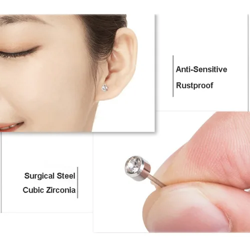 Miniatura 4 de Kit Profesional de Pistola de Perforación de Oreja con 20 Pares de Aretes con Tachuela para Pistola de Acero Inoxidable Quirúrgico 316L para Cuerpo