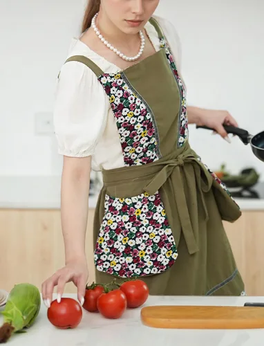 Miniatura 2 de Pinknoke Delantales de cocina para mujer con bolsillos, lindo delantal vintage de chef, delantal pinafore para jardinería, cocina, horneado, pintura