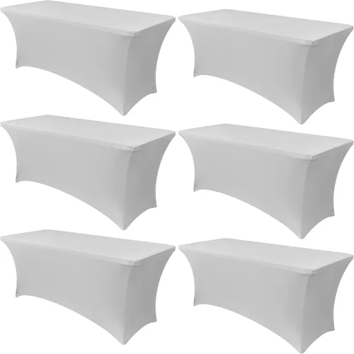 Miniatura 33 de Obstal Paquete de 6 Fundas de Mesa Elásticas de Spandex para Mesas de 6 Pies - Mantel Rectangular Universal Ajustado de 6 Pies Protector para Bodas