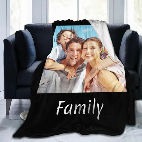 Miniatura 26 de HooSo Manta Personalizada para Cama con Fotos y Texto, Mantas Personalizadas con Collage de Fotos para Regalo de Cumpleaños Familiar y Boda, Collage