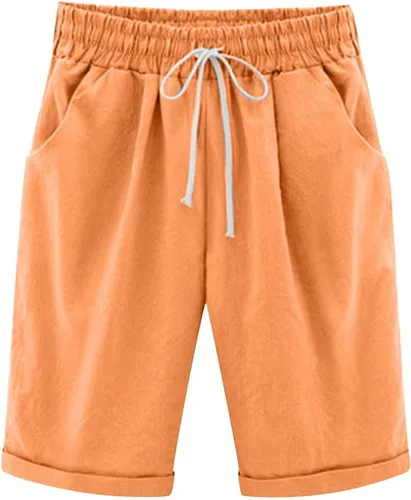 Miniatura 13 de Pantalones cortos sólidos con control de barriga, casuales, con cordón, cómodos, para mujer, pantalones cortos ligeros de verano para correr 2023