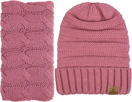 Miniatura 2 de URATOT Juego cálido de invierno con bufanda infinita y sombrero para pantalla táctil para hombres y mujeres