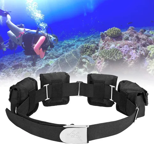 Miniatura 7 de Kit de cinturón de buceo, 1 cinturón de peso de buceo, 4 bolsillos de peso, 5 protectores de peso para buceo, apnea, pesca submarina y otras