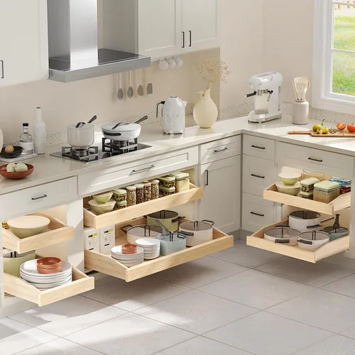 Miniatura 2 de LOVMOR Organizador de gabinete extraíble de 13.5 pulgadas de ancho x 21 pulgadas de profundidad, estantes extraíbles para gabinete con cierre suave