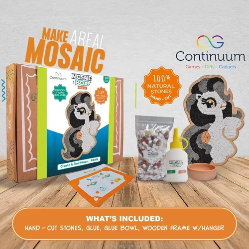 Miniatura 2 de Continuum Games Caja de mosaico de piedra natural para artes y manualidades, rompecabezas de fotos, kit de manualidades para adultos y niños, poni