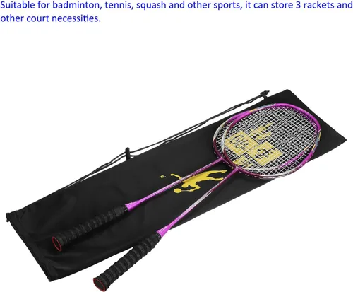Miniatura 6 de M METERXITY Bolsa de raqueta de bádminton – Bolsa de tela de terciopelo con cordón, bolsa de almacenamiento para raqueta, para hombres, mujeres