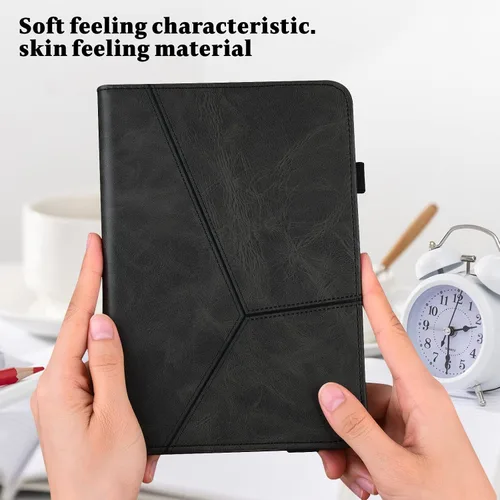 Miniatura 3 de Funda para Xiaomi Pad 5 / Pad 5 Pro 11 pulgadas 5G 2021, diseño de rayas de color sólido en relieve Funda de cuero PU con ranura para tarjeta Banda