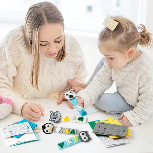 Miniatura 4 de HubirdSall Paquete de 24 marcapáginas de fieltro de animales polares, kit de manualidades reutilizables, haz tu propio marcador de animales árticos