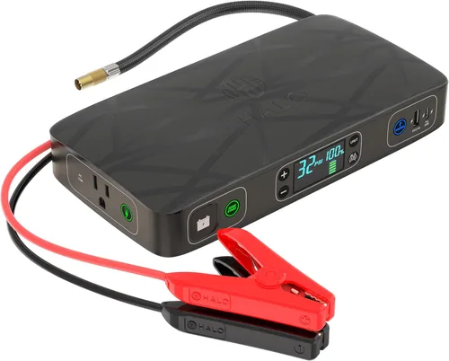 HALO Bolt Ultimate 2 - Arrancador de batería portátil para automóvil | Compresor de aire de 130 PSI, banco de energía USB de 55.5 Wh con salida de