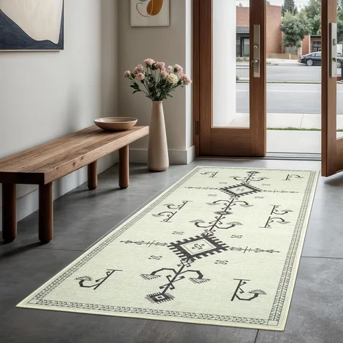Miniatura 71 de GLN Rugs Bohemian Collection - Alfombra de felpilla lavable a máquina, bohemio vintage, antideslizante, alfombra de felpilla de pelo bajo, alfombra