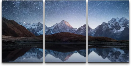 Miniatura 90 de wall26 Lienzo enmarcado para pared, juego de arte de noche estrellada sobre montañas, cielo nocturno tranquilo, naturaleza, desierto, fotografía