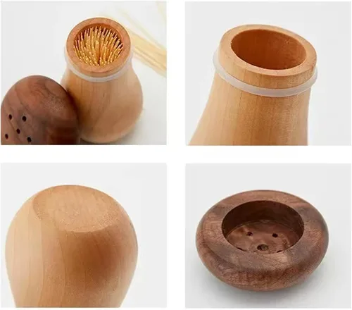 Miniatura 3 de Soporte para palillos de dientes, lindo dispensador de palillos de dientes, contenedor de madera para cocina, hogar, restaurante, comedor