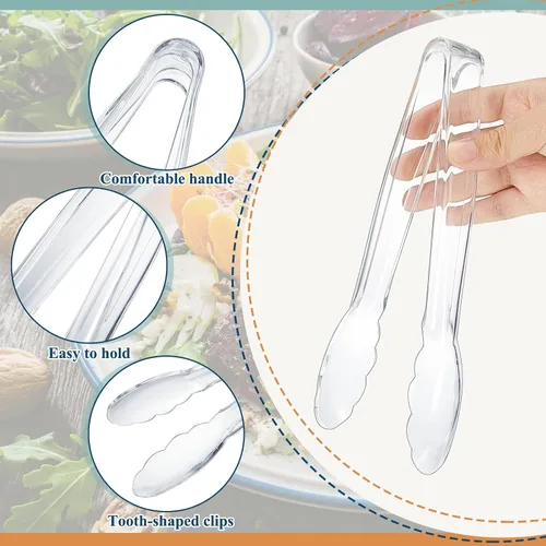 Miniatura 3 de Tessco for you 50 pinzas de plástico para servir a granel, pinzas desechables de plástico de 9 pulgadas, pinzas de ensalada resistentes para cocina