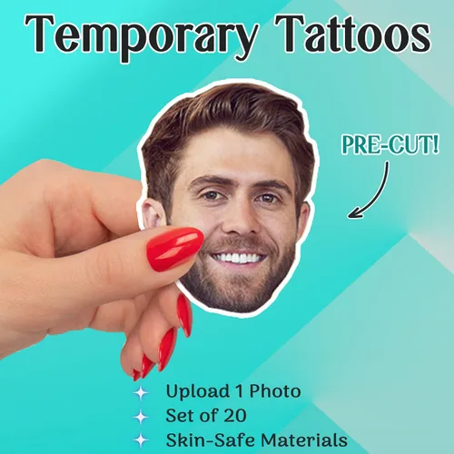 Miniatura 2 de 20 calcomanías de tatuajes fotográficos para despedida de soltera para novio, tatuajes faciales personalizados para hombres, decoraciones de fiesta