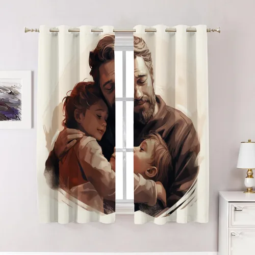 Miniatura 21 de Cortinas opacas de cocina con pintura al óleo de Europa rosa y negra para ventanas, cenefas opacas modernas de torre Eiffel de poliéster multicapa