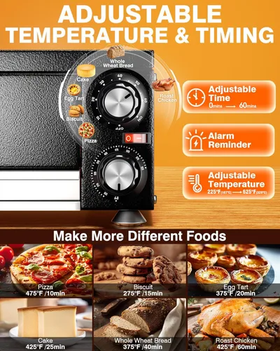 Miniatura 5 de PYY Horno de pizza de 12 pulgadas, para encimera, para interiores, máquina eléctrica para hacer pizza para el hogar, con temporizador, acero